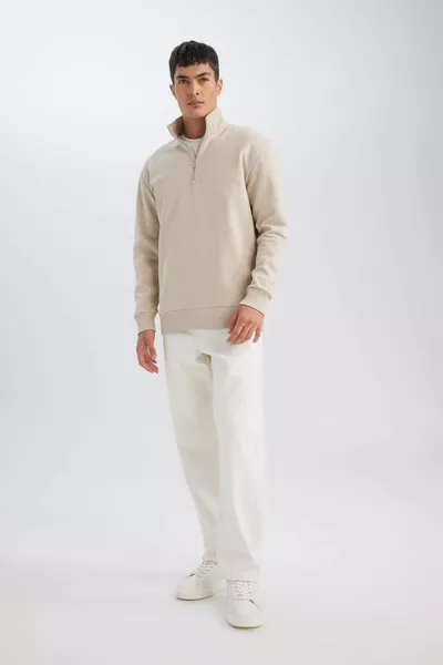 3 нишково памучно чадорално с полар отвътре Comfort Regular Fit удобна кройка с изправена яка и цип дебела суитшърт