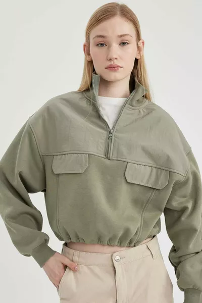 سويت شيرت قصير بسحّاب عند الرقبة سميك Coool SP