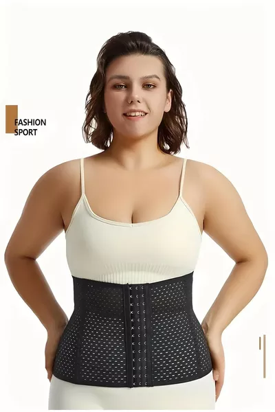 Ulyana Modell 5 Bereich Wirksame Belüftung Latex Korsett Schwarz