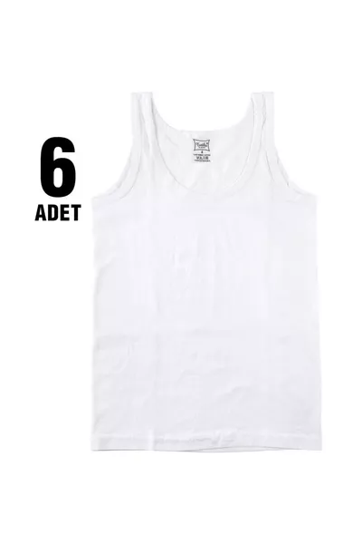 Boys White 6-Pack Tank Top 