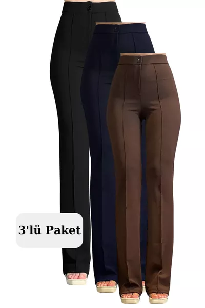 Crepe Fabric Stretch Women's Palazzo Pants 3-Piece Set