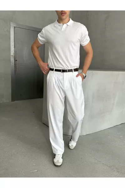 Pantalon en tissu homme à plis et coupe baggy