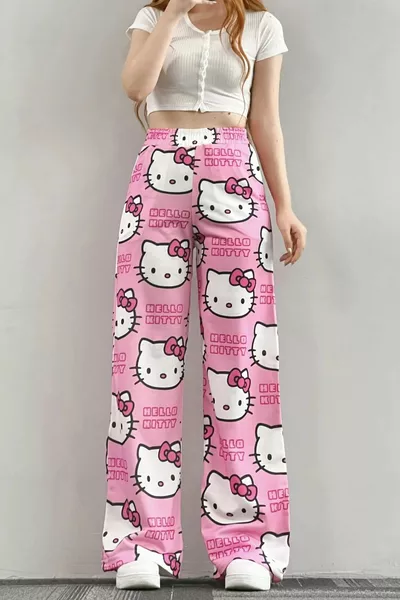 Унисекс розов клин с широки крачоли Hello Kitty Hellokittyy