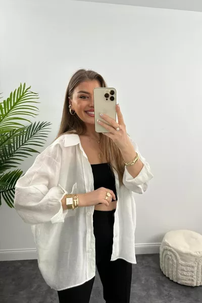 Camicia Basic Lussuosa e Comoda Bianco