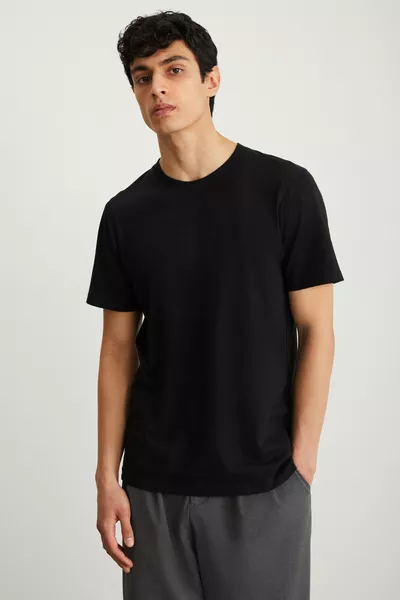 Мужская футболка Mıchel Slim Fit узкого кроя, % органический хлопок, с боковым швом, базовая черная трикотажная