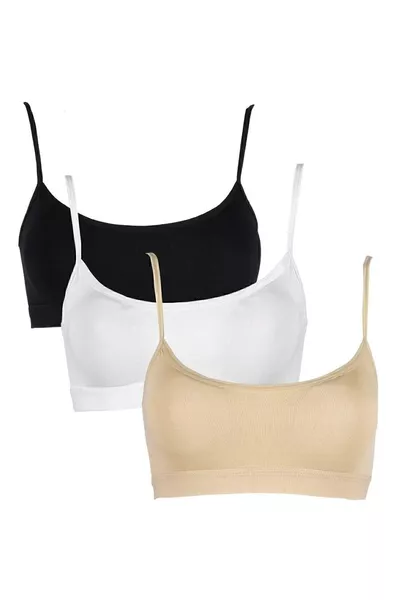 Women's Colorful 3-Piece Sports Bra with Straps and Padded Half Tank Top