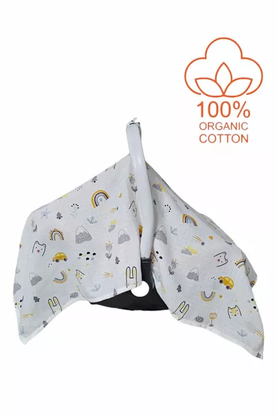 Muslin Rainbow Poncho Single Product Functional Stroller Cover and Nursing Apron