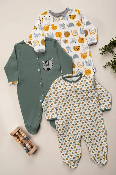 Set di 3 tutine neonato stagionali in cotone con fantasia per bambini 3-6-9 mesi Sacco nanna