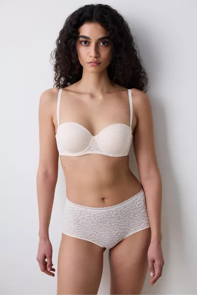 Pop Up Lace Cream Lingerie Bra