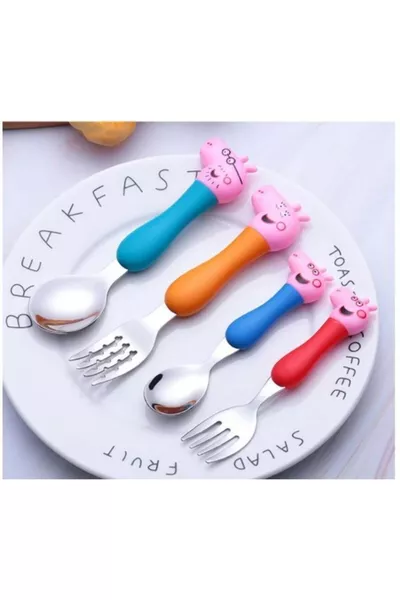 طقم شوك وملاعق من 4 قطع للأطفال