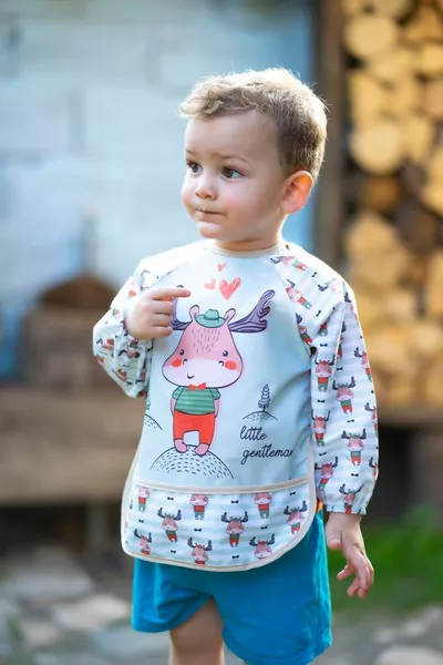 3 Bavaglini Impermeabili per Bambini con Motivo Cervo, Gazzella e Giraffa, da 0 a 3 Anni