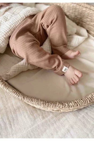 Gerippte Leggings 0-5 Jahre Braun