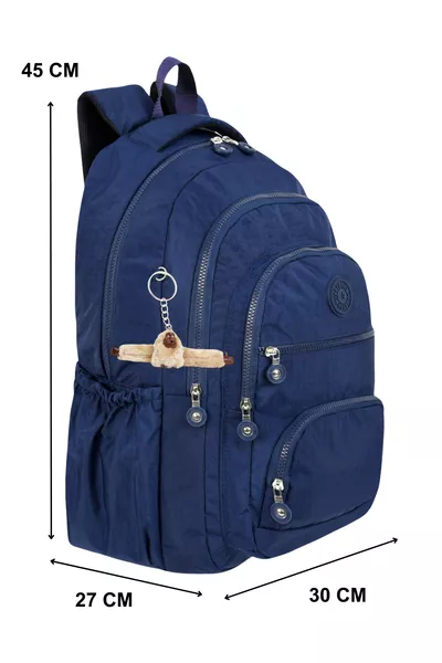 حقيبة ظهر فاخرة من قماش كرينكل للمرحلة الثانوية والمتوسطة، حقيبة مدرسة كرينكل، مع هدية ميدالية على شكل قرد