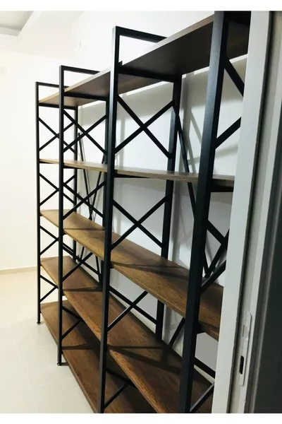 Декоративен дървен библиотечен шкаф  см 