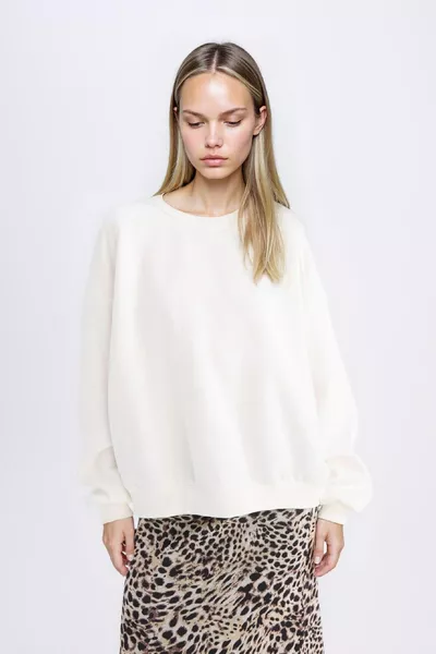 سويت شيرت سميك بسيط بياقة دائرية وبتصميم واسع Oversize موديل AXNS