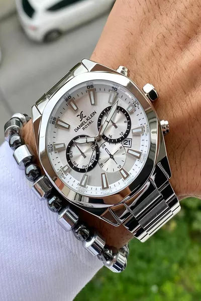 ساعة يد رجالية بسوار من الفولاذ المقاوم للصدأ + مقاومة للماء حتى 3 ضغط جوي