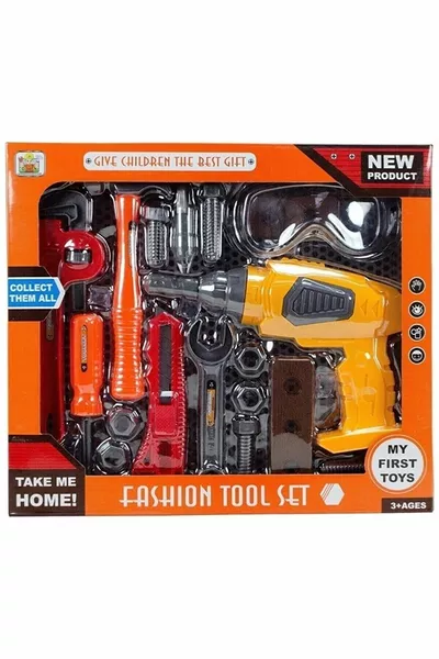 Spielzeug-Reparaturset mit batteriebetriebenem Bohrer, Hammer und Schraubendreher, -teilig