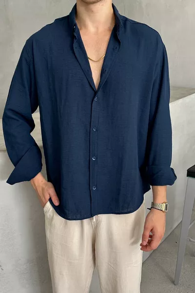 Camicia da uomo oversize in lino
