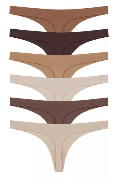 Laser Cut Women's Thong Panties 6-Pack