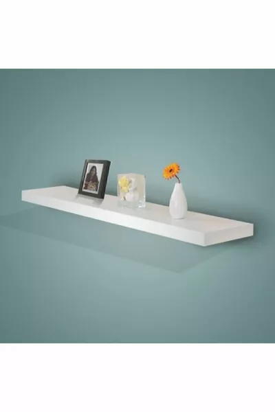 Wall Shelf - Hidden Bracket Glossy White Floating Shelf - Size cm*cm