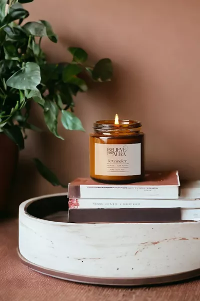 Lavendelgeur Kaars - % Natuurlijke Sojawas Ambra Pot Aromatherapie Kaars -  cc