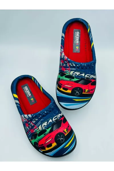 Pofi Car Pattern Boys' Winter House Slippers
