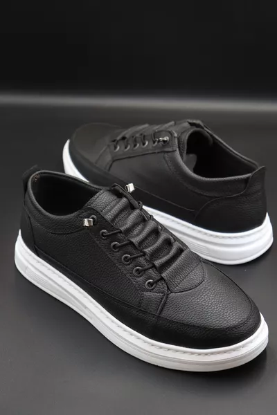 حذاء EFNAN SHOES رجالي أسود يومي مرن مريح مخيط خفيف من البولي سبور ذكي