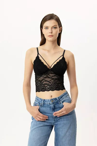  حمالة صدر مثلثة دانتيل قابلة للتعديل بدقة مع حمالات رفيعة