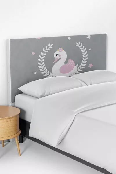 غطاء رأس سرير الأطفال بنقشة سنبلة وبجعة