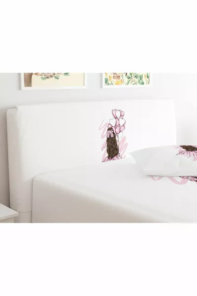 Balloon Holding Girl Bed Headboard Cover