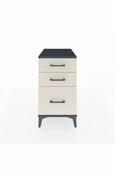 خزانة جانبية كرونوس بثلاثة أدراج - رمادي غامق وحجر رملي