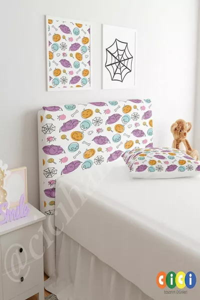 غطاء رأس السرير رمادي اللون سفينة فضاء وكواكب