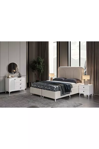 - Безплатен монтаж - Спален комплект от MDF с 6 врати в бял цвят, Oslo