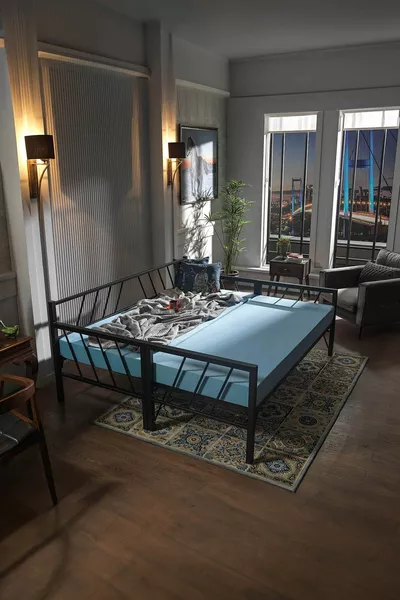 سرير نهاري غلوري ياورلو مزدوج أو مفرد بإطار معدني أسود