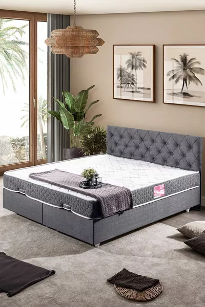 September Double Set, Double Bed Base and Headboard Set