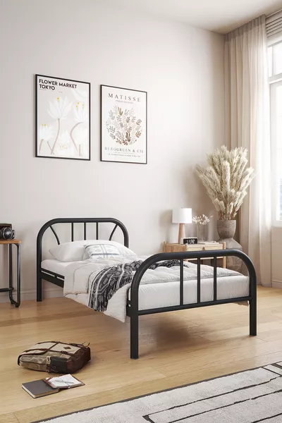 Royal Metal Karyola Siyah Tek Kişilik Ferforje Yatak , , , , 