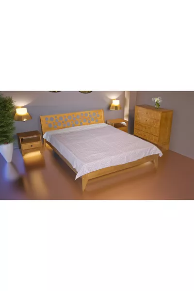 Magusa Houten Bed, Ladekast, Nachtkastje, Walnoot