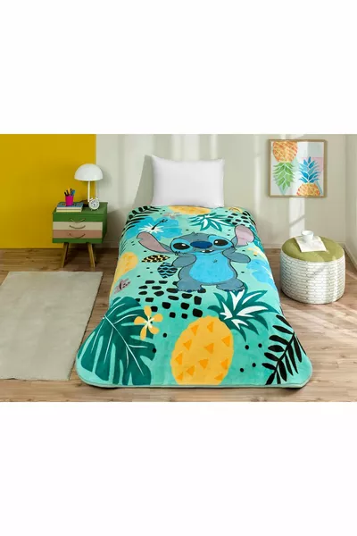 Disney Cartoon Character Cotton-Polyester Blend Blanket, Green, Blue, Black, White, Single Size