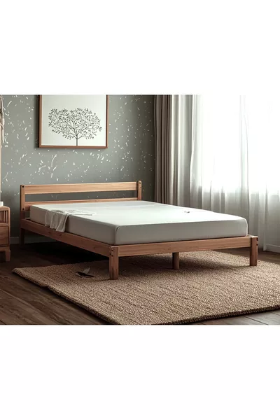 سرير خشبي صلب من الخشب الطبيعي اللون الطبيعي