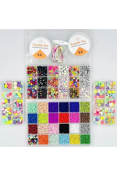 Set di gioielli con perline Mega e perline alfabetiche in 4 scatole, materiali per gioielli