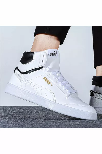 حذاء رياضي رجالي أبيض Shuffle Mid 