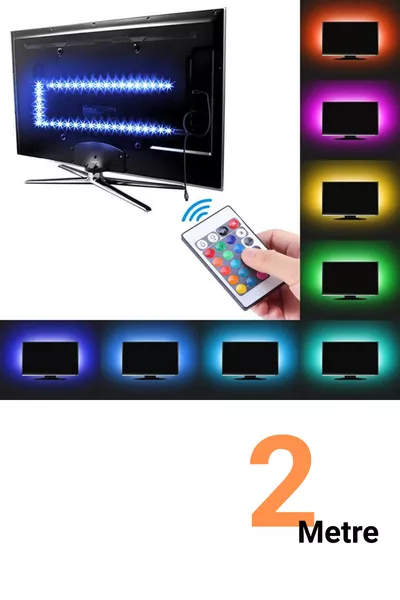 За телевизионным монитором, 2 метра, с пультом, 3-чиповая RGB светодиодная лента, для внутреннего использования, с анимацией RGB