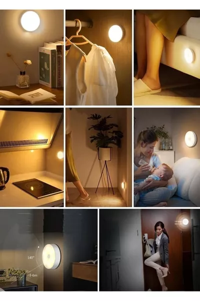 3 штуки перезаряжаемого магнитного светильника с датчиком движения на 6 светодиодов для коридора и лестницы