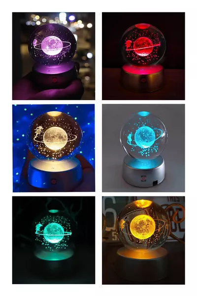 Мече с кутия във форма на сърце, цветно стъклено Сатурн снежно кълбо и лотусов медальон, подарък за Свети Валентин