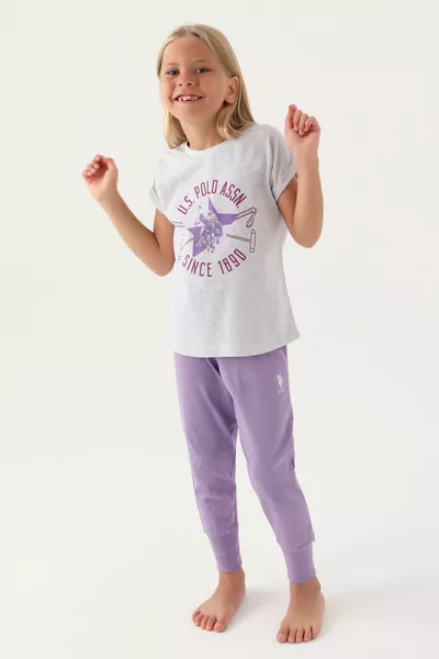 U.S. Polo Assn Licensed Starry Snow Melange Girls' Pajama Set