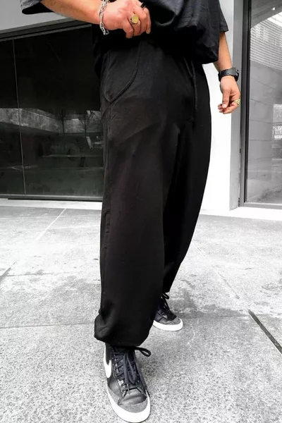 Gray Black Plus Size Sweatpants with Elastic Cuffs Oversized Black Sweatpants Summer Loose Fit Large Size Sweatpants