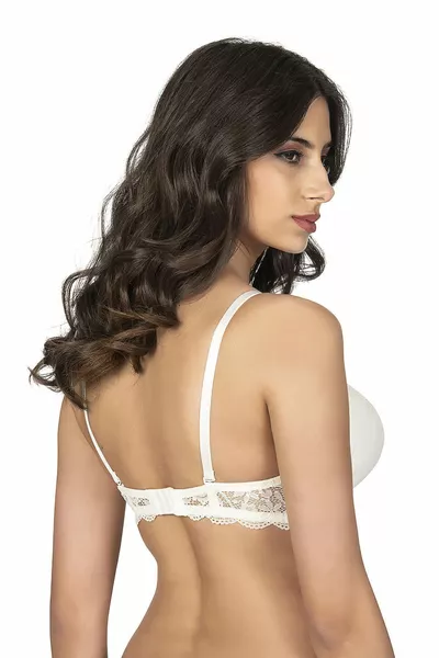 Women's Lace-Trimmed Padded Double Cup Bra Ecru -