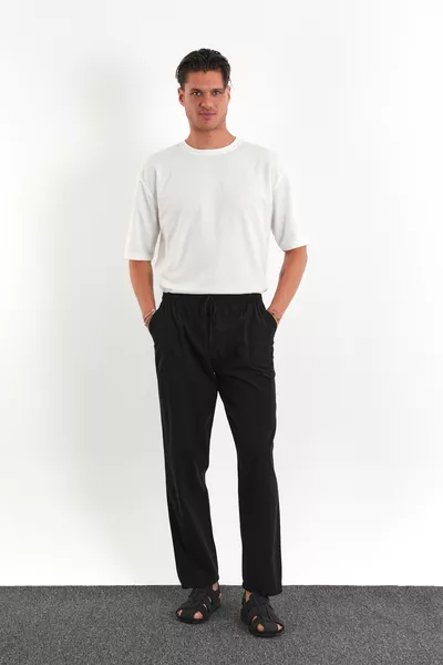 بنطال رجالي مريح بمظهر الكتان من ديفاي