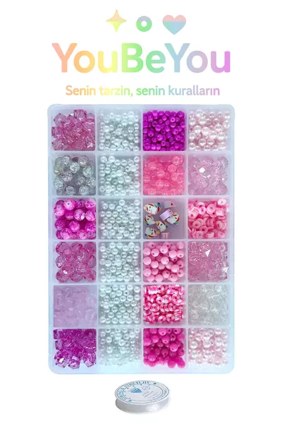 Комплект за създаване на бижута с розови мъниста и фигурки за деца, гривни и колиета с перлени мъниста