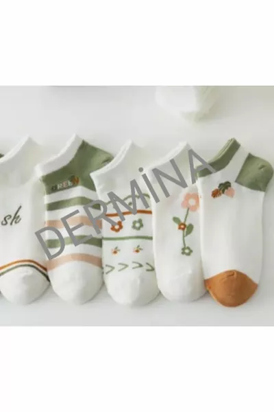 5 أزواج من جوارب البيت النسائية بنقشة الأزهار – تصميم ملون وأنيق ومريح